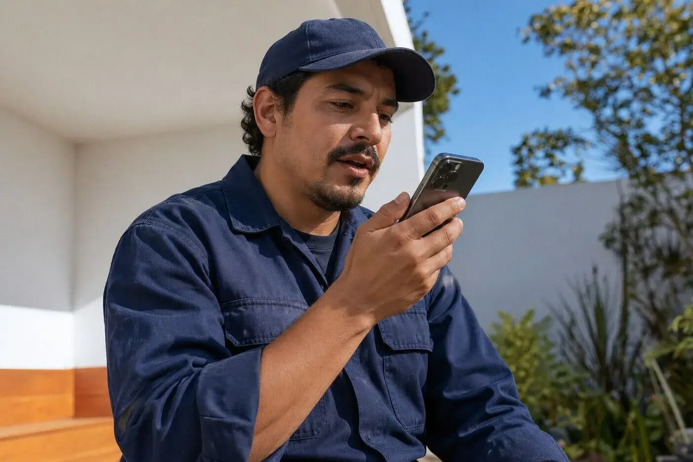 Technician recording an estimate by voice on his phone