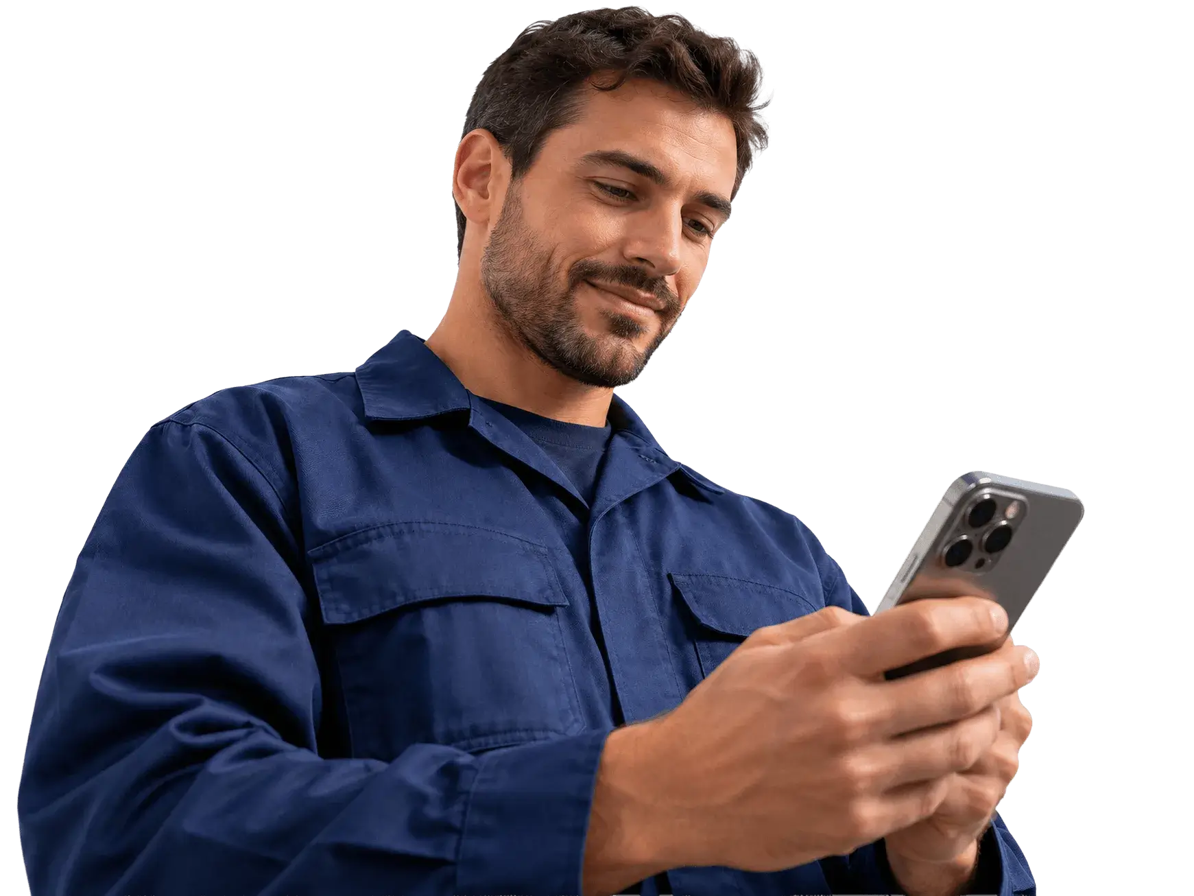 Technician reviewing a scheduled job on his phone