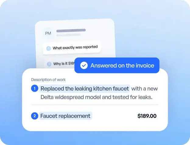 A property manager's questions answered on the invoice's description of work