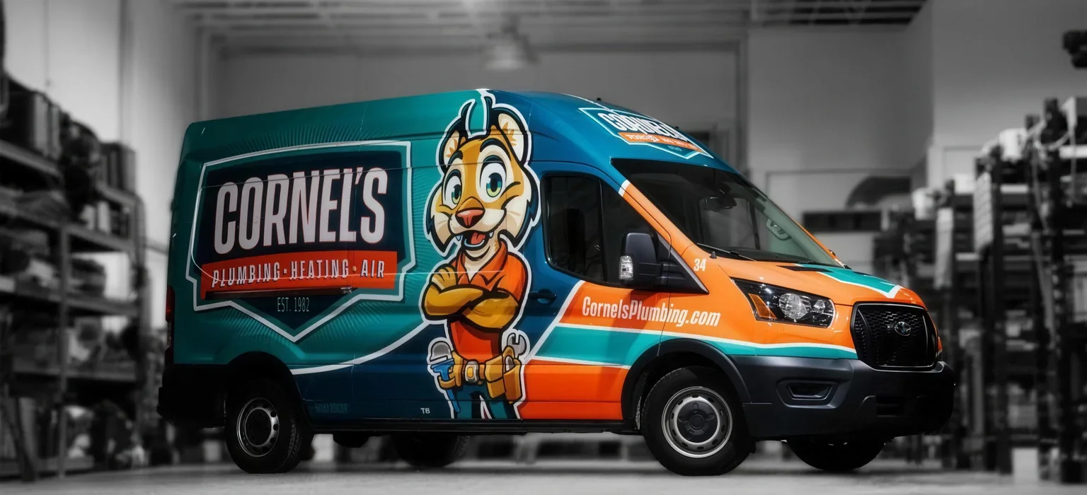 A Cornel's Plumbing, Heating & Air service van